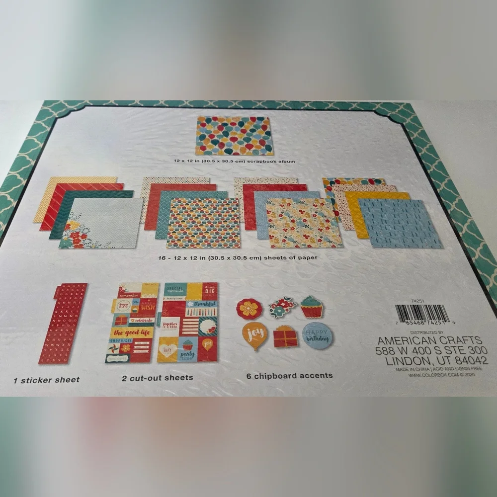 American Crafts Scrapbook Box Birthday Kit NIB